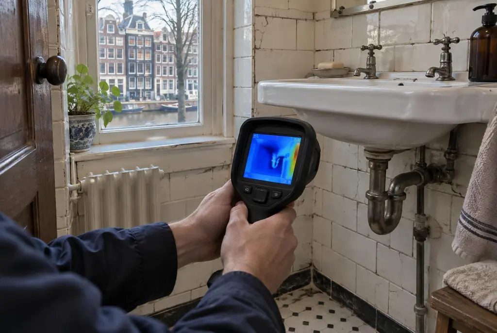 Lekdetectie Bennekom – badkamer met oude leidingen achter de tegels