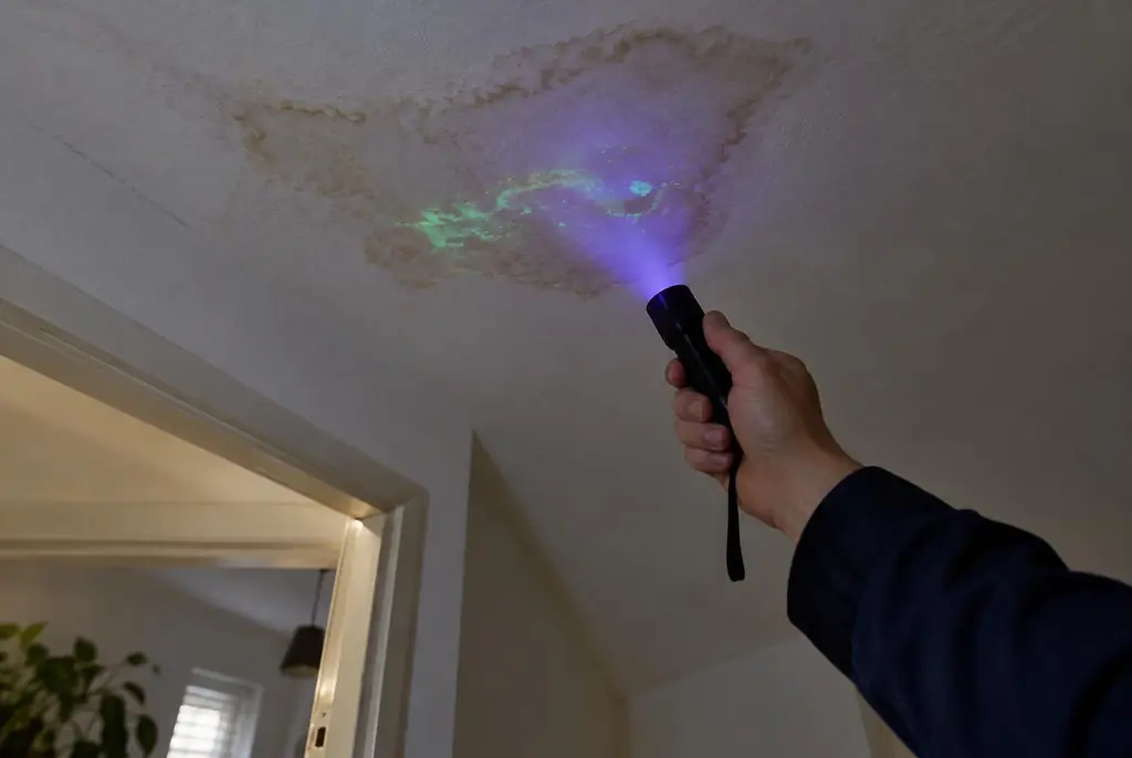 Lekdetectie Bennekom – kleurstof controleren op het plafond met uv-licht