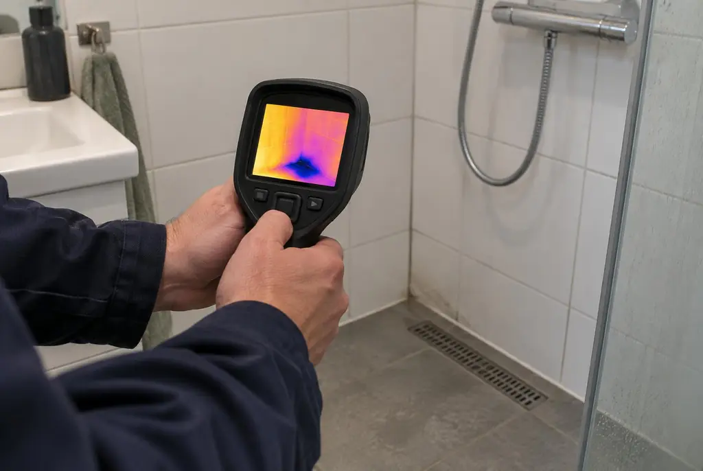 Lekdetectie Bennekom – lekdetectiespecialist met warmtebeeldcamera in een badkamer
