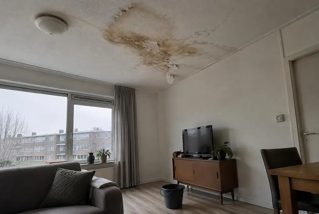 Lekdetectie Bennekom – vochtplek op het plafond onder een badkamer
